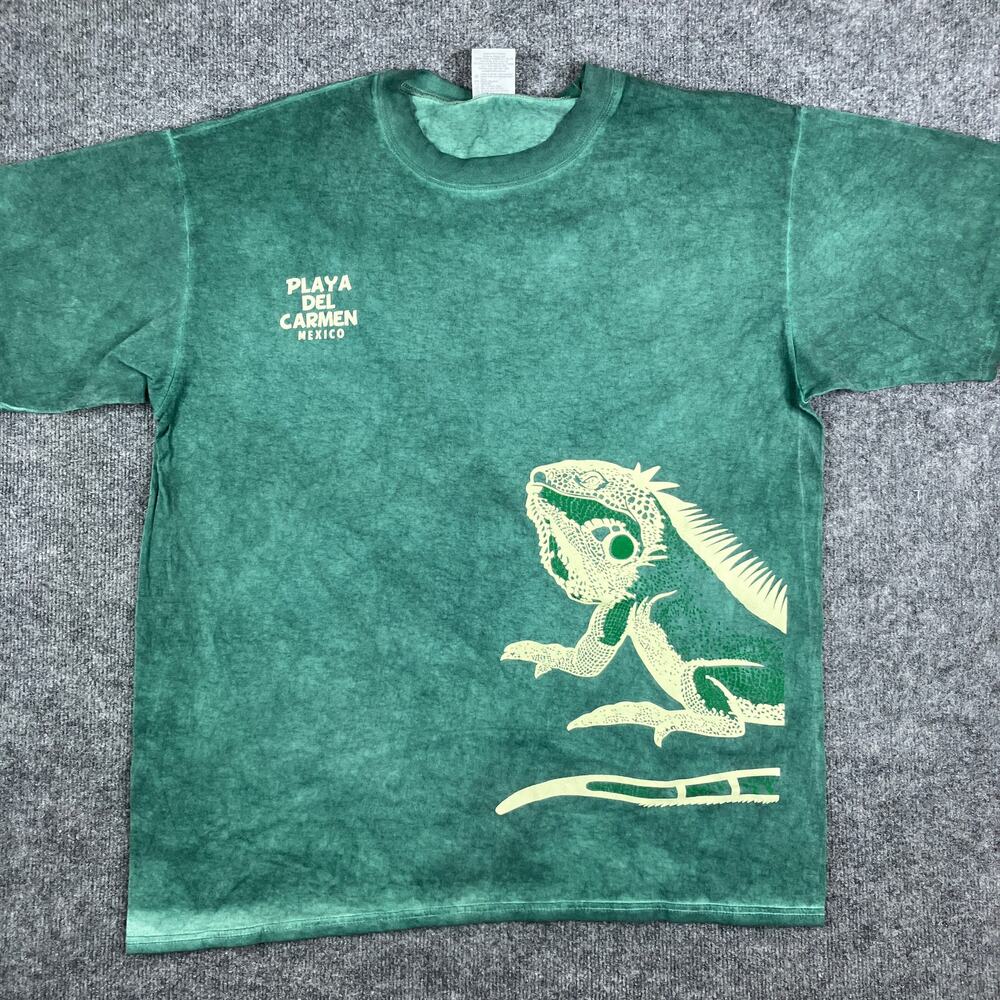 Mr. Buho T-Shirt Mens 2XL Green Playa Del‎ Carmen Iguana Graphic Mexico Tourist